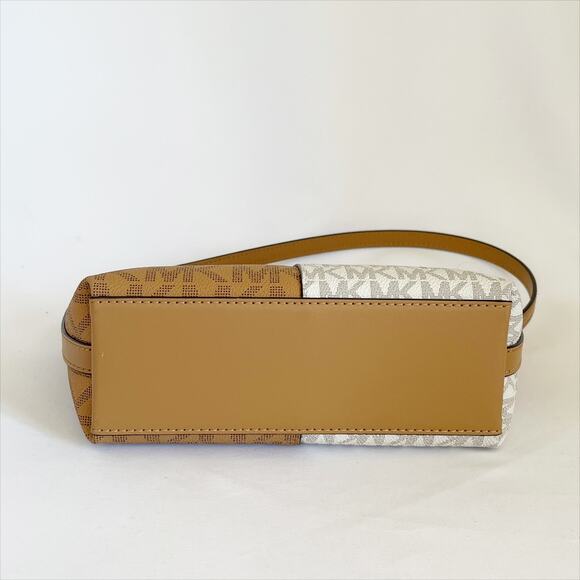 MICHAEL KORS Jet Set Small Two-Tone Logo Crossbody Bag Ivory Brown - Picture 7 of 9